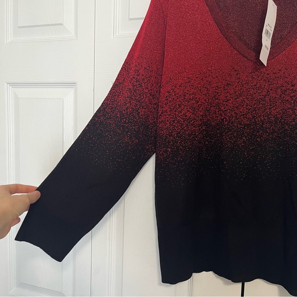 NWT Birch NY size 2X women’s long sleeve sweater top red and black - Picture 9 of 10